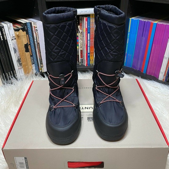 Hunter Original Quilted Snow Boots Black WFT2012WWR Moon Boots - Picture 3 of 8